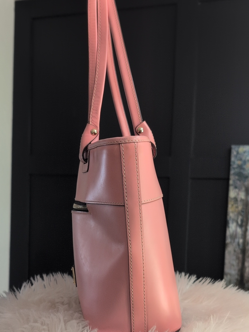 Dooney & Bourke Coral Pink Leather Tote - Picture 5 of 12